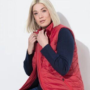 Ulla Popken Diamon Quilted Insulated Windblock Vest - Red - Size 28/30 4x
